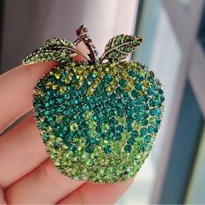 Green Apple Crystal Brooch